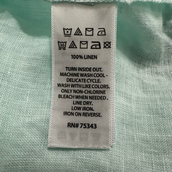 C & C California 100% Linen Tunic Top Light Green V Neck Pullover Women’s Size M - Picture 7 of 7